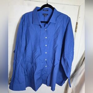 Lands' End Blue Dress Shirt Long Sleeve Plus Size 34W